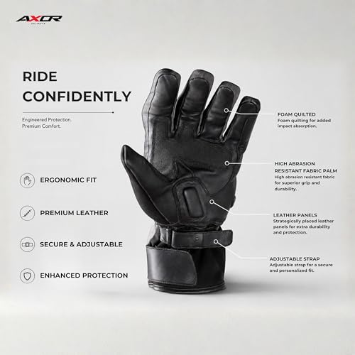 Image of Axor Sela Waterproof Riding Gloves:Insulated /Touchscreen-Friendly /Full Gauntlet with PVC Knuckle Protection & Sport Touring Fit for All-Weather Performance-Black Grey-M