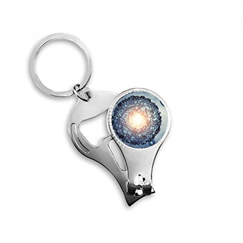 Blue Science Cells Microcosmic Pattern Nail Nipper Ring Key Chain Bottle Opener Clipper