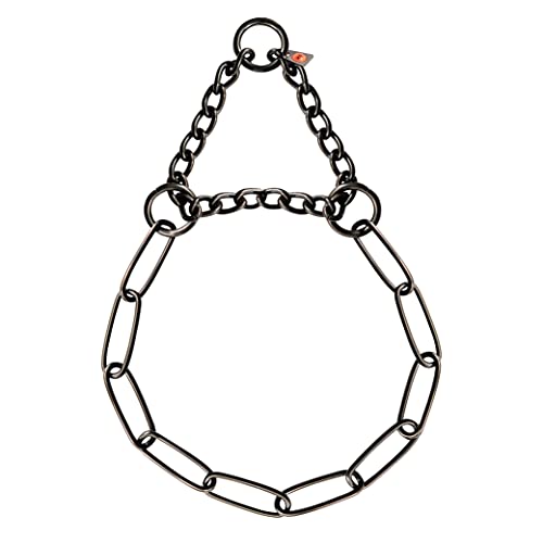 Collar para perros Sprenger con cadena de 3 mm, acero inoxidable, para perros de raza de pelo largo de hasta 55 kg, color negro (64 cm) Cover