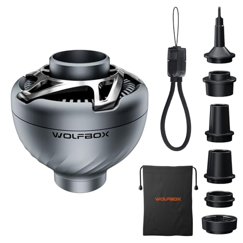 WOLFBOX Bomba de aire eléctrica para artículos inflables, sin batería, alimentada por USB, 38 g, ultraligera, 4,5 kPa, 300 l/min, bomba de aire portátil con 5 boquillas para cama de aire, piscina
