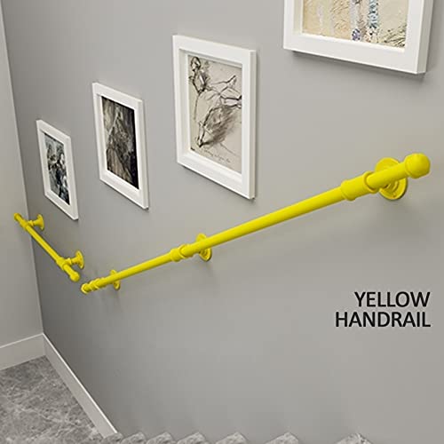 Rambarde d'escalier en fer jaune de 2 m avec supports pour villa