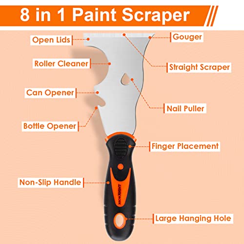 THINKWORK Putty Knife Set - 14Pcs Stainless Steel Paint Scraper Tools, Drywall Knife Set for Removing Wallpaper, Repairing Drywall, Applying Putty, Taping, Scraping Plaster, Cement, Adhesive by THINKWORK - Image 5