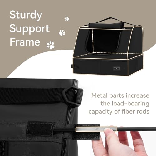 Image of PETSFIT Portable Travel Cat Litter Box - Collapsible, 2-Layer Leak-Proof Washable Liner with Sturdy Support Frame, for Hotel /Car /Camping, Cat Travel Essentials for Kitty /Medium Cats Solid Black