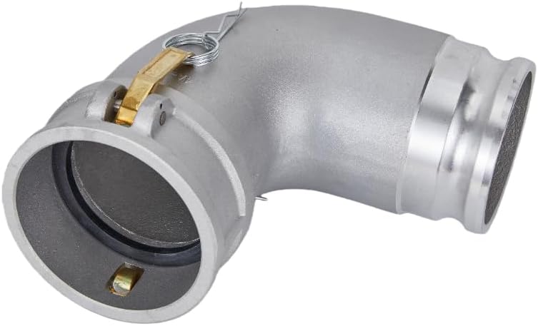 Aluminum Type DA Camlock Fitting, 90 Degree Elbow, 4" Female Camlock x 4" Male Camlock