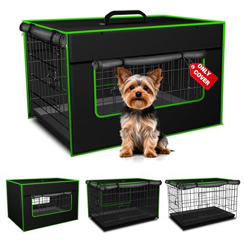 Bethshaya Dog Crate Cover, Insulated Dog Kennel Cover & Dog Cage Cover, 600D Oxford Ventilated Insulated Noise-Reducing, 24L×18W×20H, Anxiety Relief 90% UV Block Waterproof