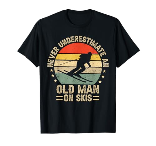 Never Underestimate Old Man on Skis T-Shirt