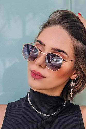 Óculos de sol Hexagonal Clássico Proteção UV400 Unissex Vazcon