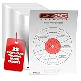 USA Made EZ2C 25 Right Hand Shooting Range Diagnostic Training Paper Shooting Training Targets Pistol Handgun Rifle Instant Feedback Peel-Off Pad of 25