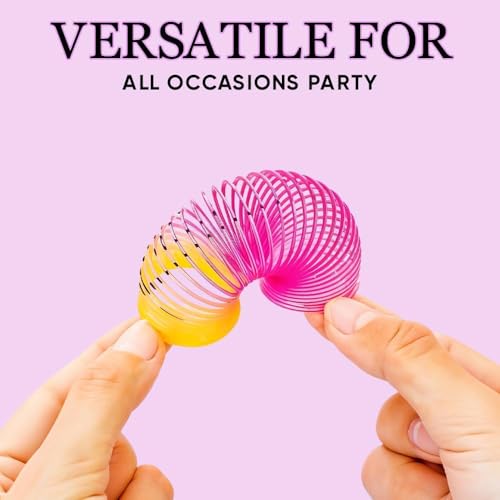 ASPIRE UK Rainbow Springs 24 Small Mini Slinky Smiley Face Rainbow Springs Fidget Party Bag Filler Gifts for Kids - Pinata Party Favour, Bulk Party Toys for Boys, Girls & Kids Party Supplies - Image 5