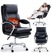 Fauteuil De Bureau Ergonomique Inclinable Avec Repose-pieds - Cuir PU, Roulettes - Pour Maison/bureau - Noir