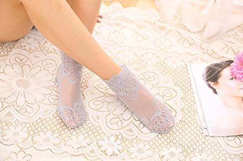 Long-Perfect Ultrathin Lace Socks Cotton Bottom Transparent Elastic Short Socks,Mesh Ankle Socks3
