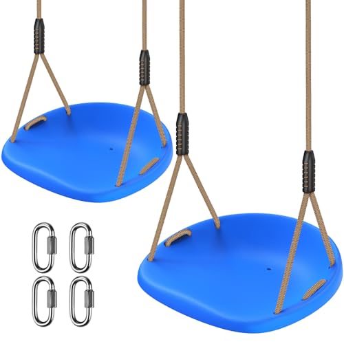 Image of SELEWARE Blue Heavy Duty Swing Seat for Adults Kids Tree Swing, 2 Pack | Indoor /Outdoor Plastic Swing with Adjustable Ropes and Carabiners, Swing Set Accessories for Backyard Patio Garden Playground