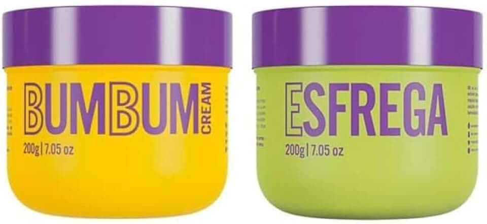 Kit Bumbum Cream e Esfrega, Cuidado Corporal, Creme Antiscelulite e Esfoliante Corporal, 200g Cada, 2 x 200g, combo, do mercado, Beleza Brasileira.