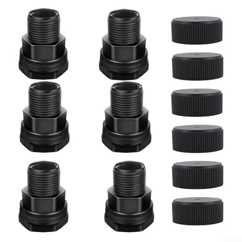 Confezione da 6 raccordi per paratia, 3/4 di pollice maschio destro x 1/2 pollice femmina per NPT filettato tubo connettore per barili di pioggia, serbatoi d'acqua e acquari