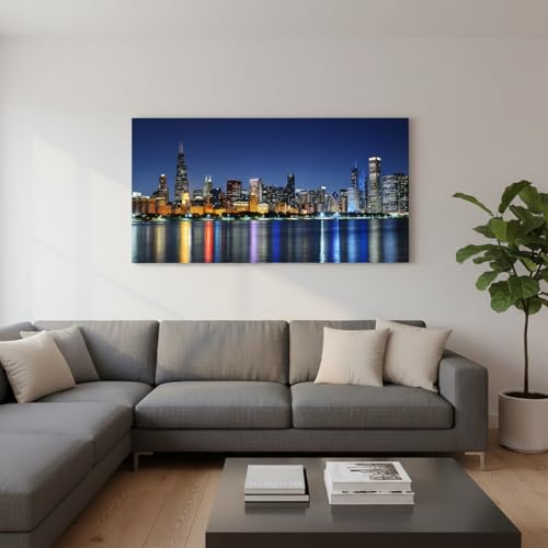 Chicago Skyline Canvas Wall Art, Panoramic Cityscape Print, Framed 20x40in by JiazuGo - Used condition - Image 5