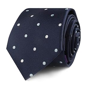 AUSCUFFLINKS Navy Polka Dot Skinny Tie | Poka Dot Ties for Men | Dot Spotty Neck Ties for Him | Tie for Formal, White Blue Polka Dot, One Size