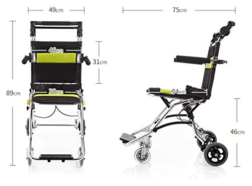 HNHN Portable Folding Stair Chair Travelling Wheelchair,Ultra Lightweight Aluminum Alloy Transport Wheelchair for The Elderly and Children 0120 - Thumbnail 3