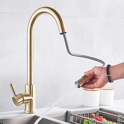 Mitigeur à arc élevé en acier inoxydable premium et finitions luxe blanc et gold