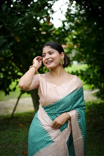 Image of SATIKA VASTRAM Tussar Silk Saree Solid Design Pure Soft Thread Weaving Contrast Border And Rich Pallu With Blouse Piece