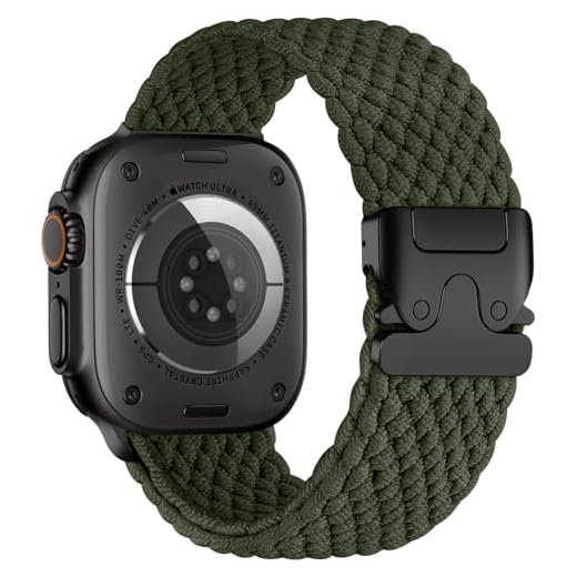 Epova Bracelet Tressé Compatible avec Apple Watch Ultra Bracelet 49mm 46mm 45mm 44mm 42mm - Homme Femme Élastique en Tissu Nylon Sport Bracelet pour iWatch SE Series 11 10 9 8 7 6 5 4, Vert Militaire