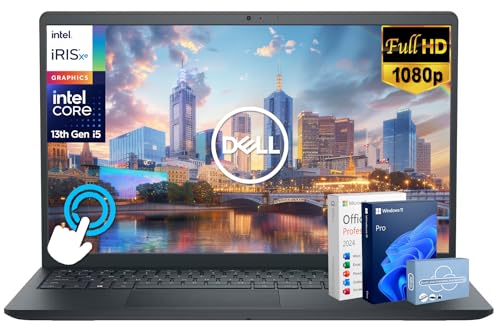 Dell Inspiron 15 Touchscreen Laptop for 2025-2026 Business Student Home, AI Computer, 15.6' FHD, 10-Core Intel i5, 16GB RAM, 1TB Storage (512GB SSD+500GB Ext) MarxsolAddon, Win 11 Pro, Lifetime Office