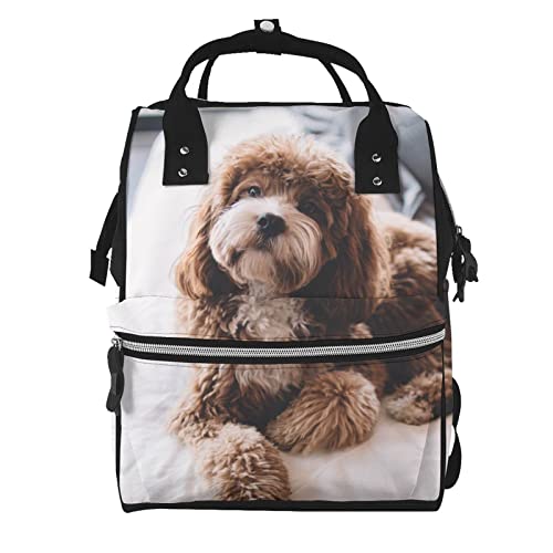 Sac à langer imprimé chien noir de grande capacité pour les voyages avec bébé