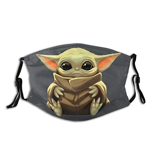 Funny Face Protection Baby Yoda Reusable Ear Loop Neck Gaiter with Filters Men Women Kids Black Mask.