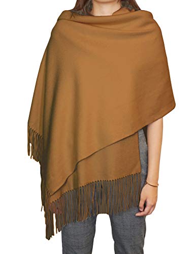 State Cashmere Fringe Shawl - Oversized Wrap Scarf Made with 100% Pure Inner Mongolian Cashmere - Elegant, Soft, & Versatile - Ultra Warm Winter Accessories - (Zenzero, 76" x 28" + 4")