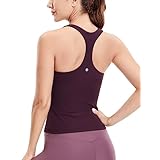 CRZ YOGA タンクトップ カップ付 レディース ヨガウェア 速乾 レーサーバック フィットネス スポーツブラトップ Butterluxe ディープパープル M