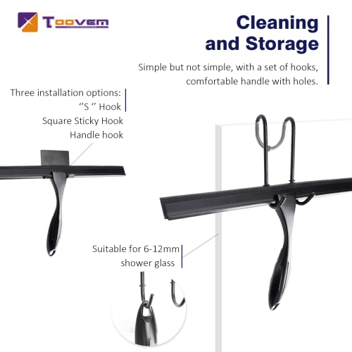 12'' Shower Squeegee, Toovem Squeegee For Shower Glass Door For Glass Doors, Windows, Bathroom, Car Windshield, Black #TOP1