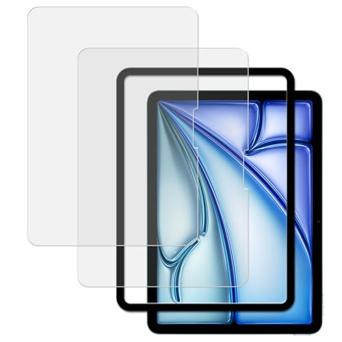 KPNS アンチグレア ペーパーライク ガラスフィルム iPad Air 11 インチ 2024 第6世代 (M2) 用 (2枚)ガラスフィルム 日本旭硝子素材採用 全面 保護フィルム 強化ガラス フィルム ガイド枠付き