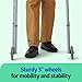 Medline Lightweight Folding Walkers for Seniors, Adults with 5” Wheels, Steel Frame Supports up to 400 lbs.
