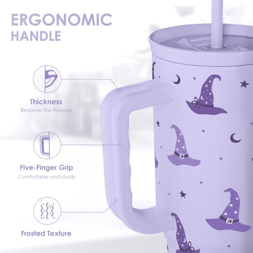 Image of Halloween Stainless Steel Slider Tumbler with Handle 40 Ounces with Lid, Travel Cup, Insulated Bottles for Girls Women