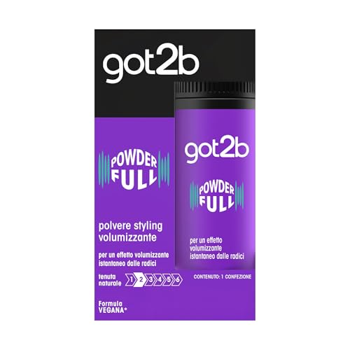 got2b Powderfull Volumizing Styling Powder 10 g, Tenuta Naturale, Polvere per Capelli, Polvere Volumizzante per lo Styling, Volume Istantaneo dalle Radici, Formula Vegana*