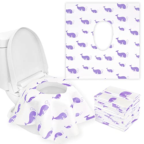 Chfong 21Pack 25X24 In Purple Toilet Seat Covers Disposable + 8.4X5.9X4.5 In Beige Jewelry Box #TOP5