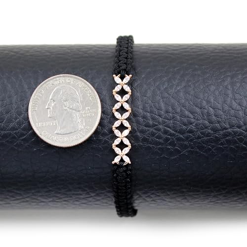 Image of Hand-woven String and Tennis Zircon Bracelet, Stylish Retro Adjustable Bracelet BFF Cubic Zirconia Crystal Women's Love Friendship Jewelry