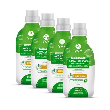 Qual o Melhor Detergente Líquido para Lava Louças de 2025? Melhores Ranking 2 YVY Kit 4 Detergente Lava Louças para Máquina Sem Fragrância - Kit Limpeza Natural, Produtos de Limpeza, Dispensa Secante - Vegano, Hipoalérgico, Cruelty Free - Rende 64 Lavagens – 2L Total