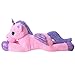 Produktbild TE-Trend XXL Plüschtier Pferd Einhorn Unicorn Kuscheltier liegend 130 cm lila Glitzerhorn große Augen pink