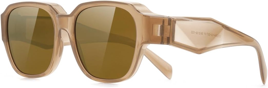 Meeloog Polarized Small Fit Over Glasses Sunglasses for Women, Vintage Retro Rectangle Covers Shades UV Protection MST0064