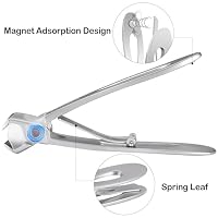 Ousen Beauty Nail Clippers with Catcher - Anti Splash Wide Jaw Opening Thick Toenail Clippers for Seniors | Self-Collecting Fingernail Cutter Heavy Duty Toe Nail Clippers for Men & Women | Silver | L — image 5