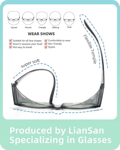 LianSan Safety Glasses Over Eyeglasses for Women - Anti-Fog Goggles Fit Over Prescription Eyewear for ANSI Z87.1 Certified(Clear Grey) - Thumbnail 6