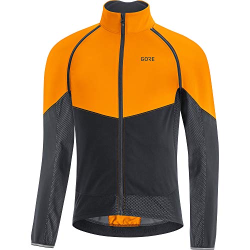GORE WEAR Men's Cycling Jacket Phantom, GORE-TEX INFINIUM, L, Bright Orange/Black