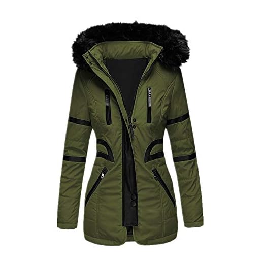 Vinterjacka dam stor storlek huva smal lång parkas kappa avslappnad, gRÖN, L
