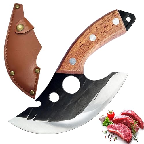 CHASONGHUI Meat Cleaver Chef Knife Kitchen Cooking Boning Knife Tomato Fruit Fish Knife High Chromium Steel with Wingwood Handle (Grey)