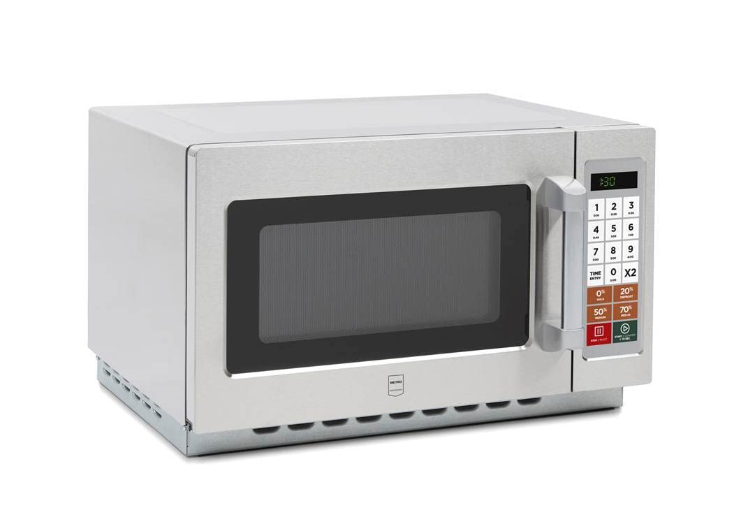 METRO Professional Mikrowelle GMW1034S, Edelstahl, 55.3 x 48.5 x 34.3 cm, 100 Programme, 60-Minuten-Timer, 34 L, max. Tellerdurchmesser 32 cm, silber