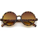 zeroUV Trendy Round Retro Sunglasses for Women, UV400 Vintage Horn Rimmed Neutral-Colored Lens 52mm (Tortoise/Amber)