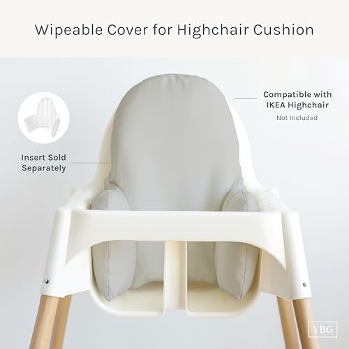 Image of Yeah Baby Goods Wipeable Cushion Cover (Grey) - Compatible with The IKEA Antilop Highchair - Soft, Waterproof Baby High Chair Cover