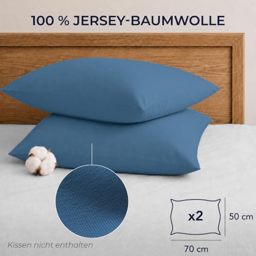 Dreamzie - Kissenbezug 50x70cm - 2er Set - 100% Baumwolle - Blau – Ansicht 2
