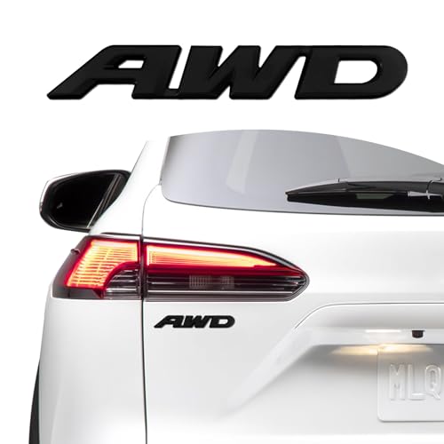 Image of Universal 4X4 Emblem Badge 3D Logo, Emblem Sticker, 3D Fender Badge Decal Car Sticker, Full Coverage Adhesive Replacement Compatible with Toyota 4Run, Tun Truck Pickup Model (AWD, Black)