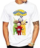 Short Sleeve Teletubbies V1 Tinky Winky Dipsy Laa Laa TV Series Po T Shirt Tee Shirt White Men\'s